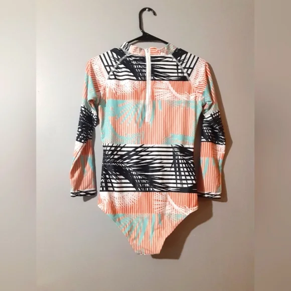 Women's NWT Multicolor Long Sleeve Bodysuit /Swimsuit Mukticolr Size M - Picture 5 of 9